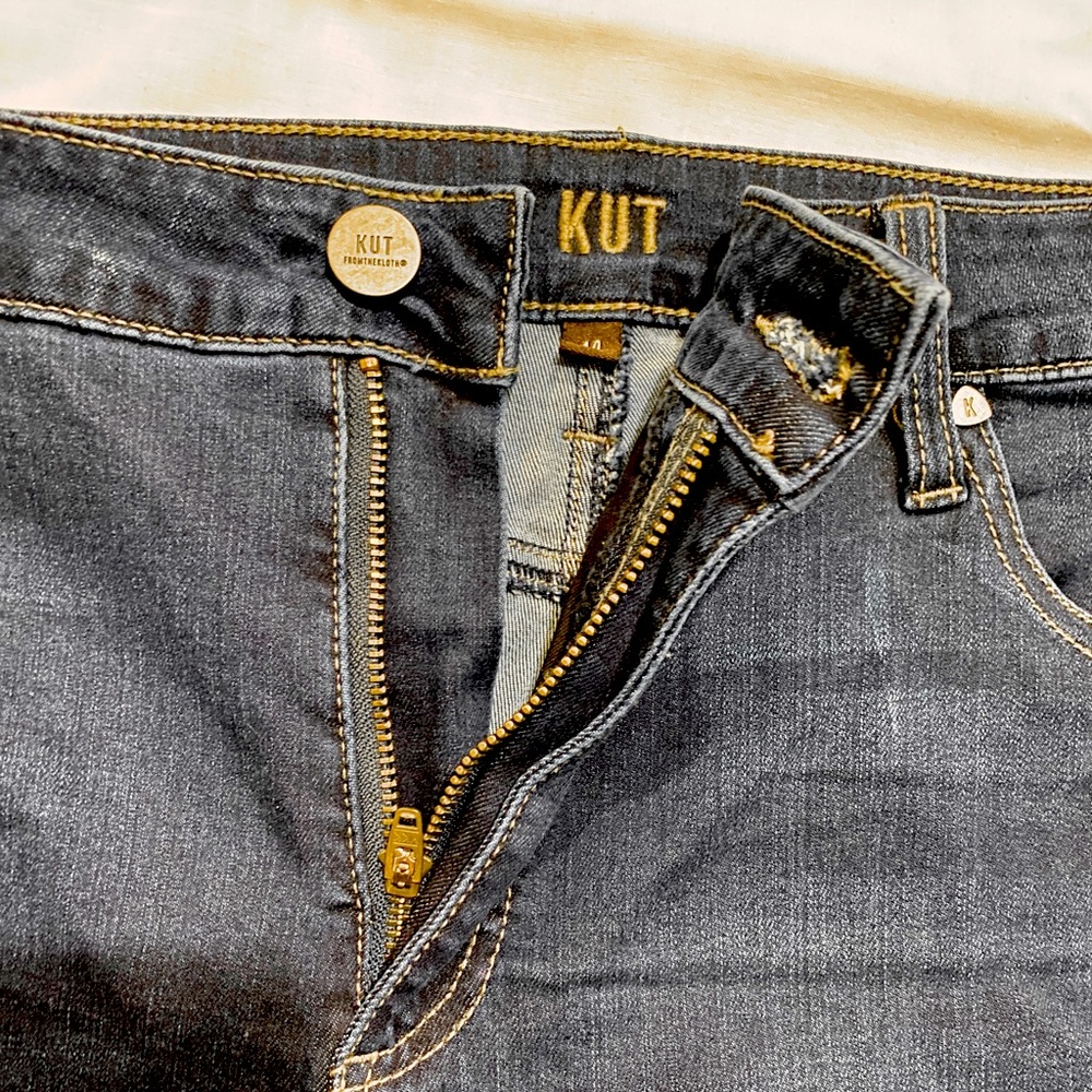 KUT FROM THE CLOTH WOMENS STRAIGHT LEG STRETCH JEANS BOLD INDIGO DENIM BLUE